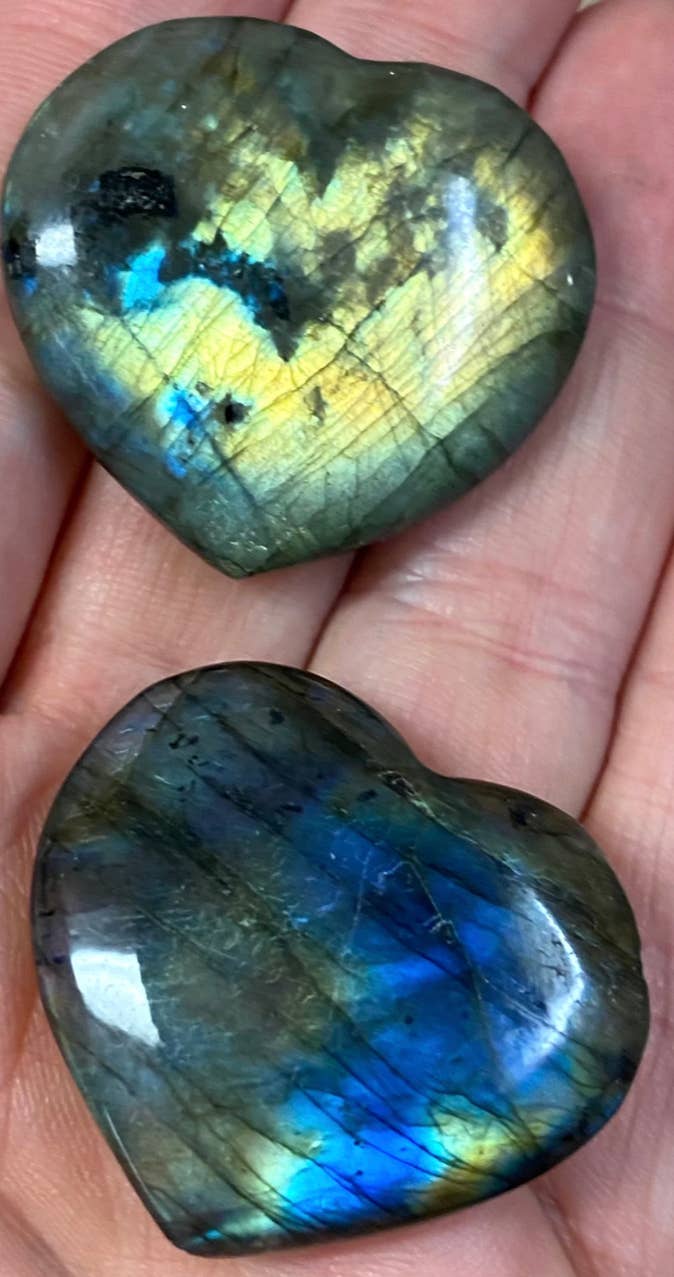 Labradorite Crystal Hearts