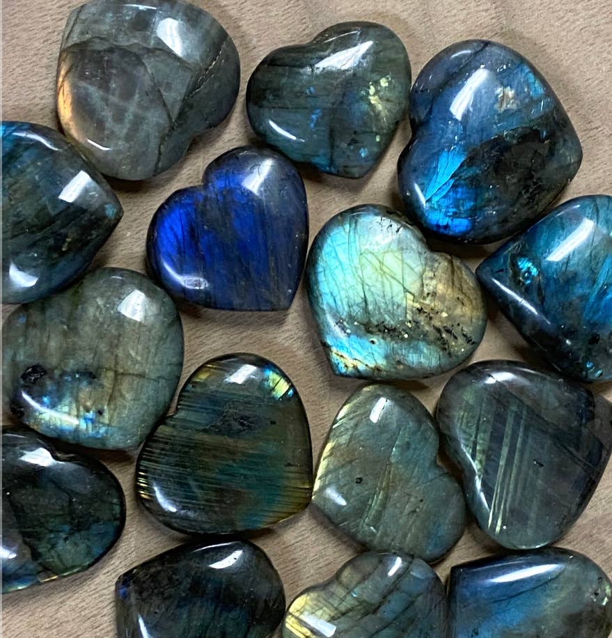 Labradorite Crystal Hearts