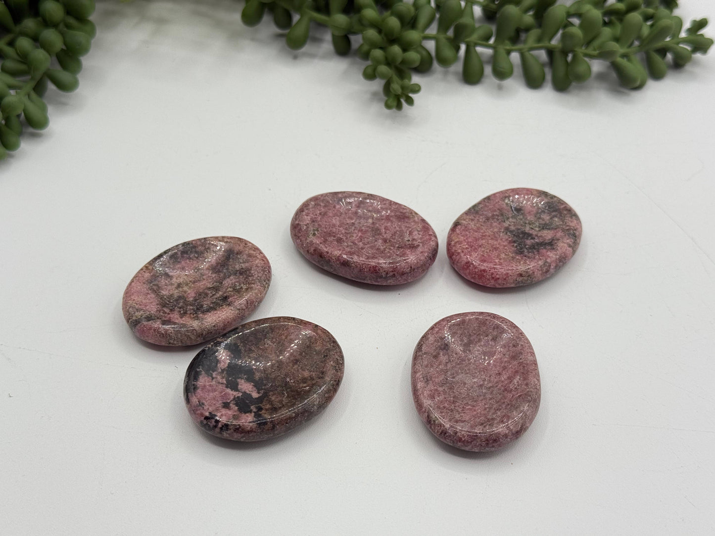 Rhodonite Worry Stones 40x30x8mm