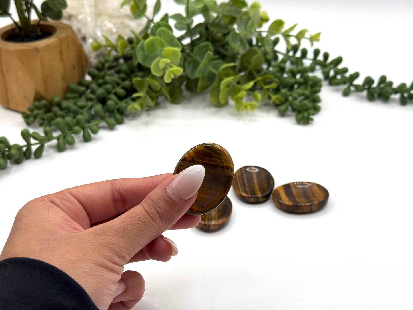 Yellow Tiger Eye Worry Stones 40x30x8mm
