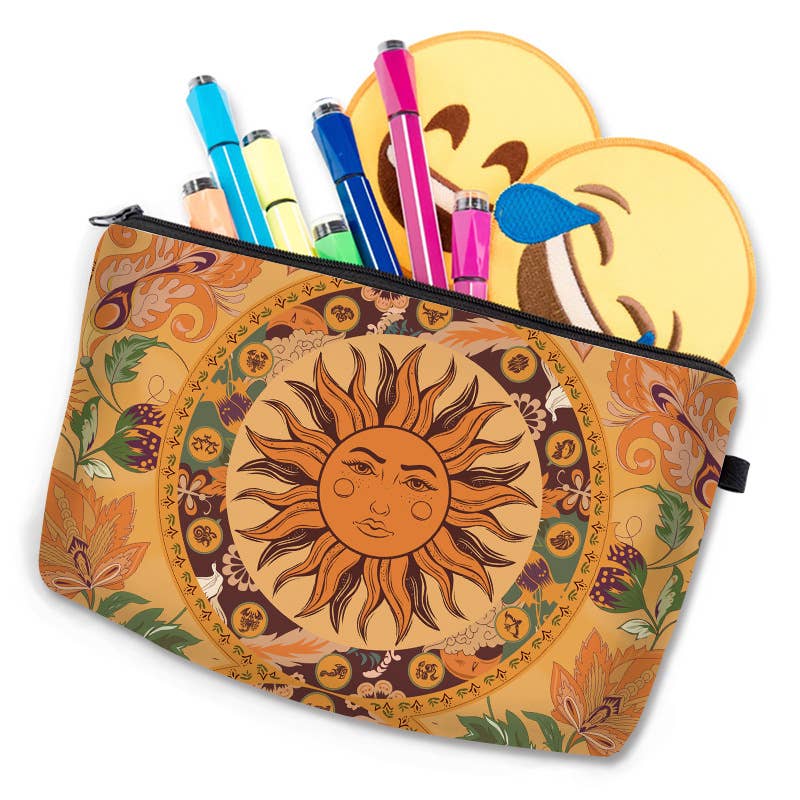 Sun and Moon Series Printed Cosmetic Bag Clutch