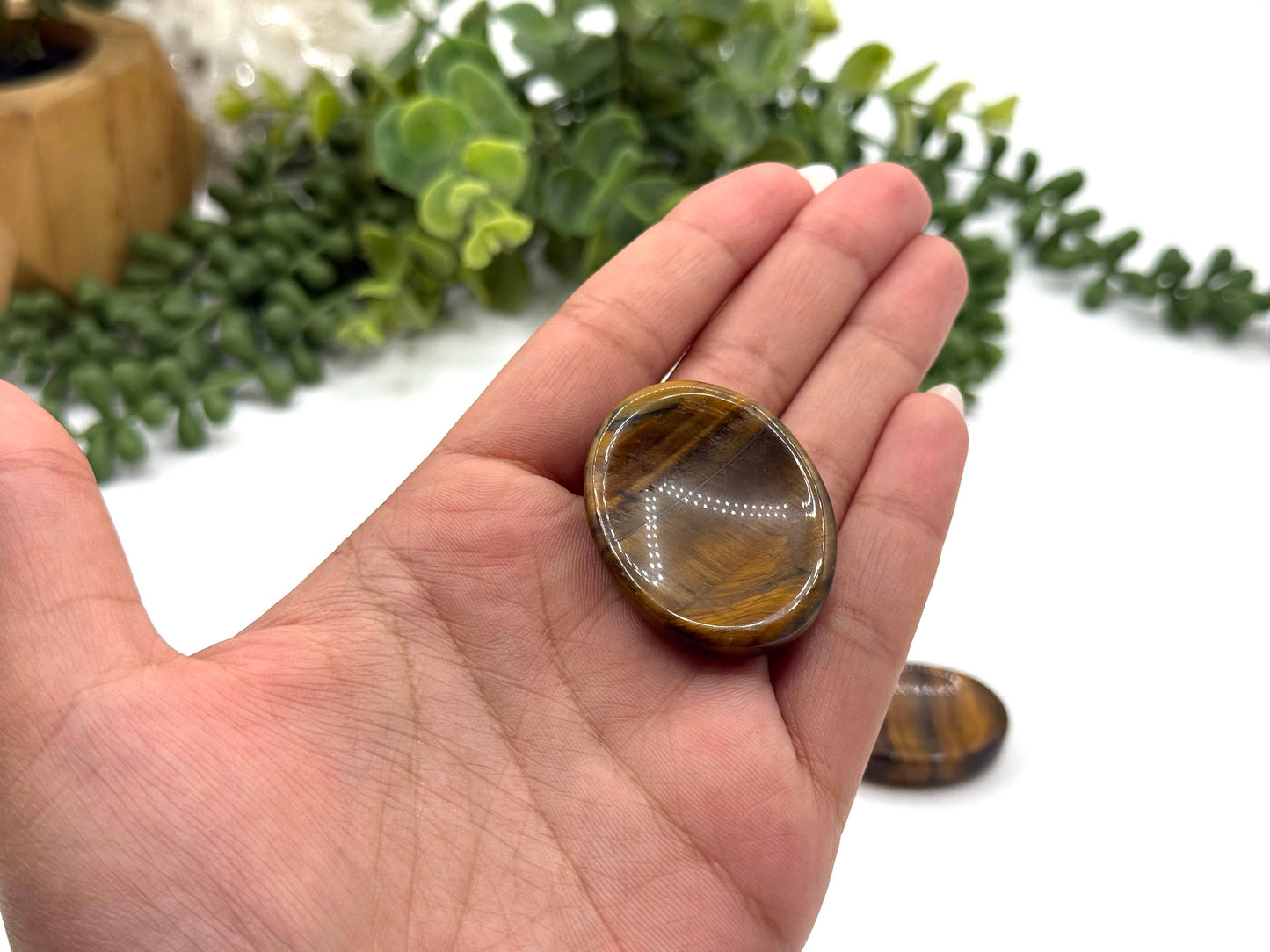 Yellow Tiger Eye Worry Stones 40x30x8mm