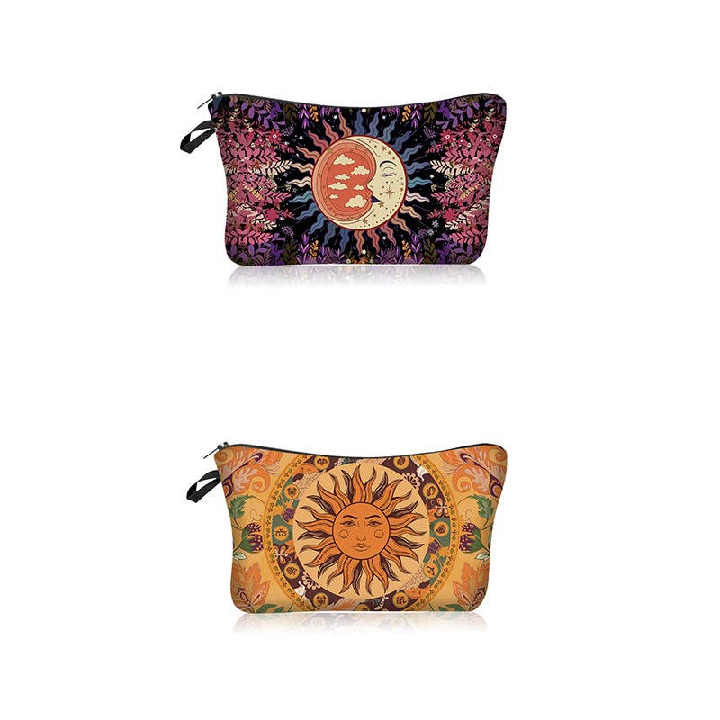 Sun and Moon Series Printed Cosmetic Bag Clutch