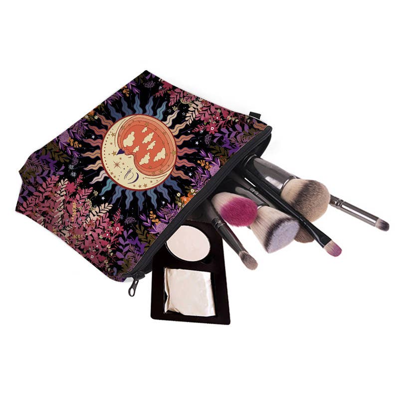 Sun and Moon Series Printed Cosmetic Bag Clutch