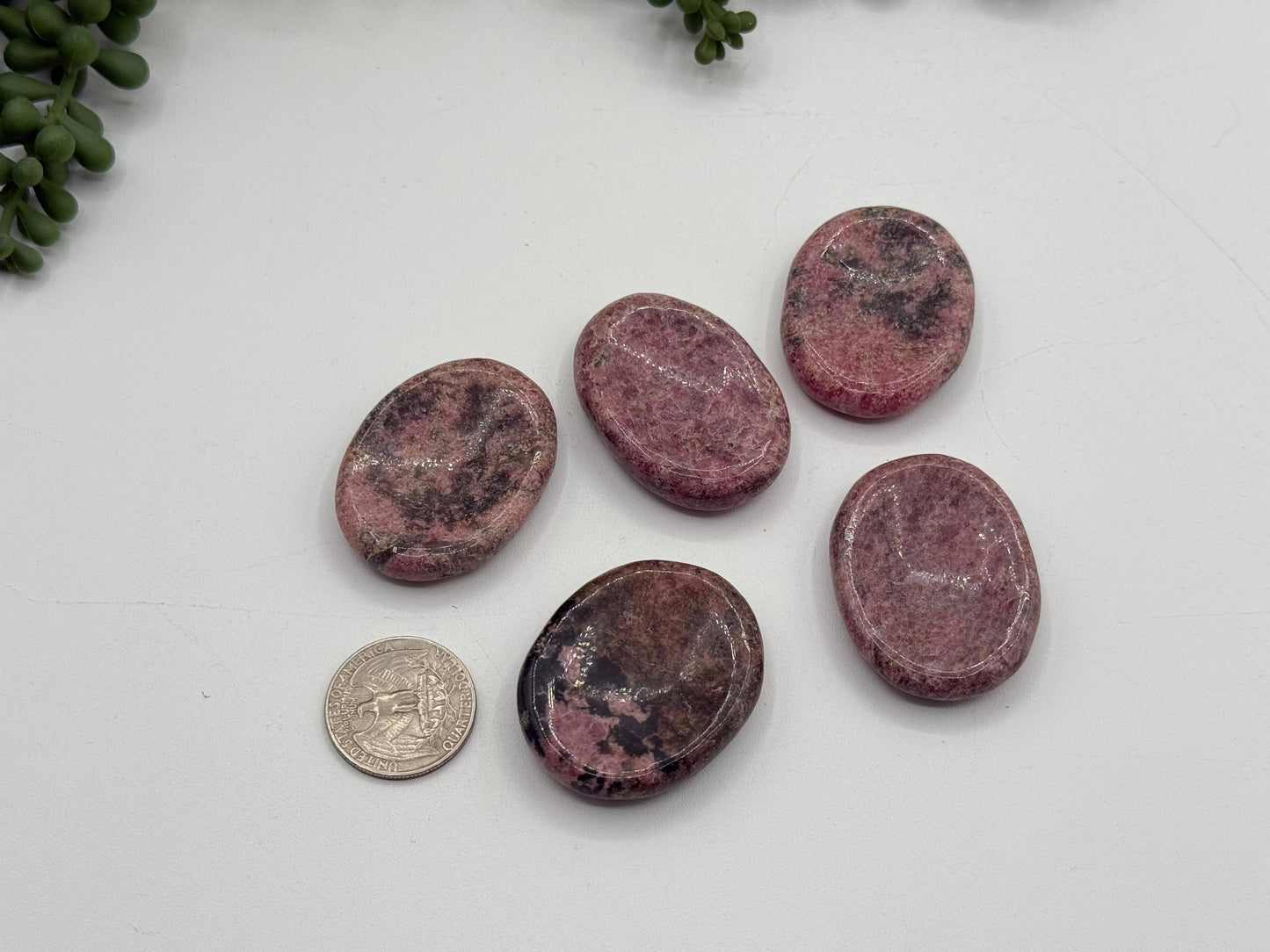 Rhodonite Worry Stones 40x30x8mm