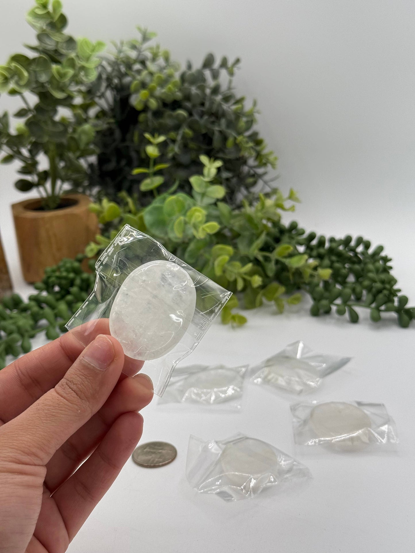 Clear Quartz Worry Stones 40x30x8mm (1 piece)