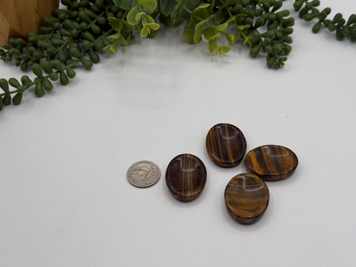Yellow Tiger Eye Worry Stones 40x30x8mm