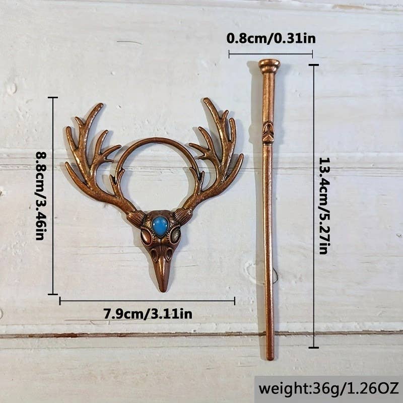 Vintage Crow Skull Moonstone Hair Accessories