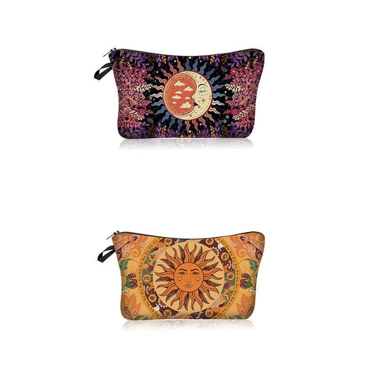 Sun and Moon Series Printed Cosmetic Bag Clutch