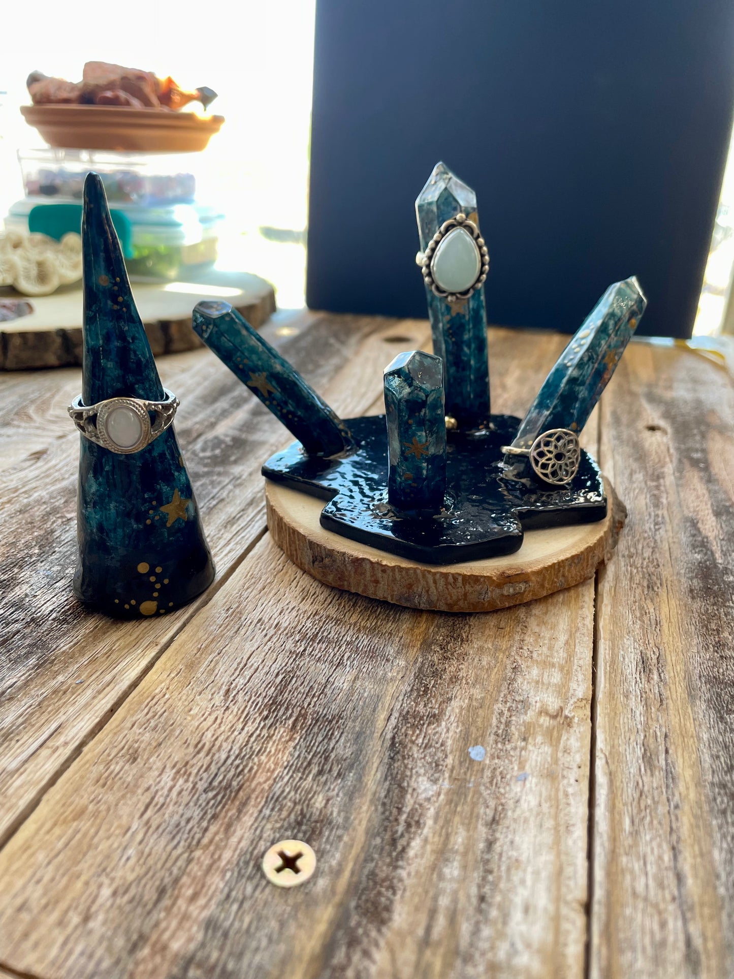 Galaxy clay ring holder set
